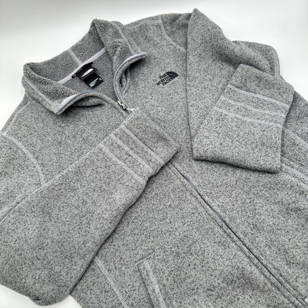 The North Face Womens XL Crescent Fleece Jacket Gray Full Zip Cozy Cabin Hiking